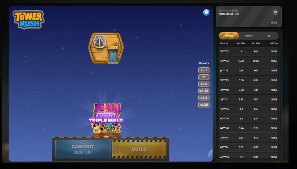 Screenshot del bonus Triple Build del gioco